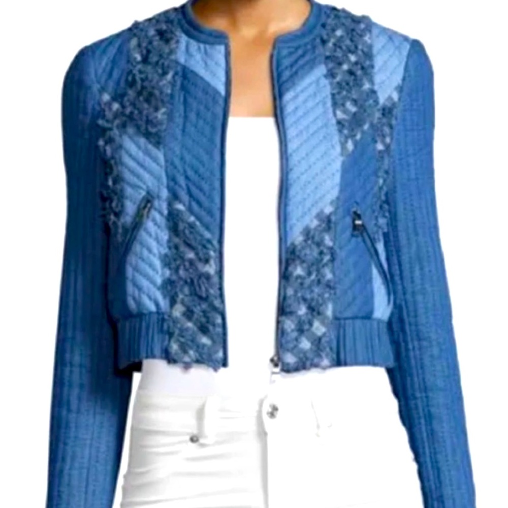 Rebecca Taylor Cropped Chambray Patchwork Jacket. Size: XS. Excellent condition